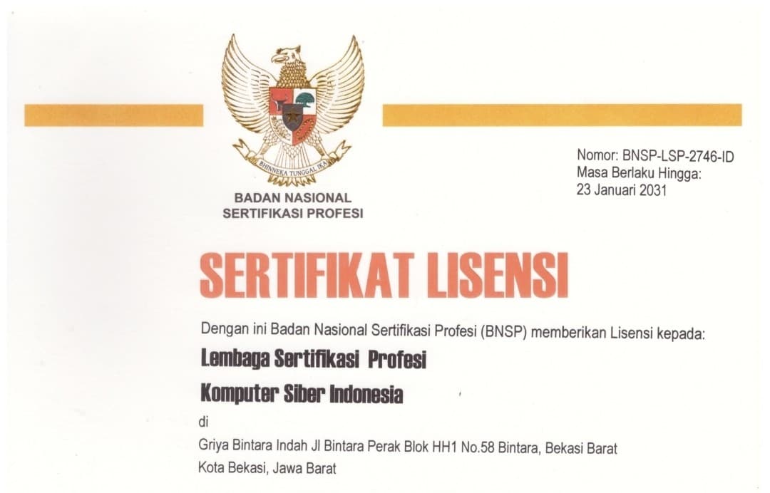 Lisensi LSP Komputer Siber Indonesia